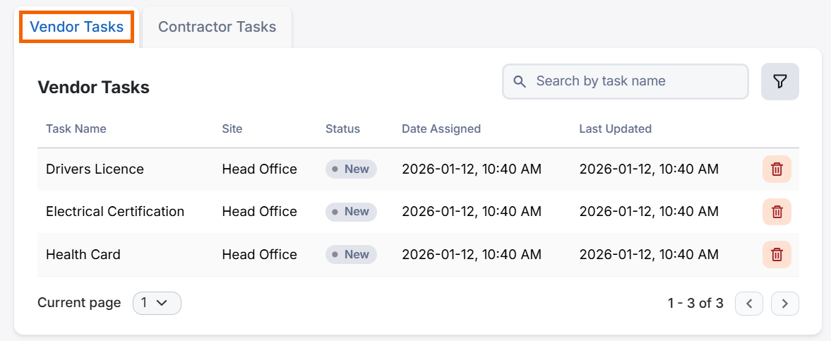 Screenshot showing the "Vendor tasks" tab highlighted.