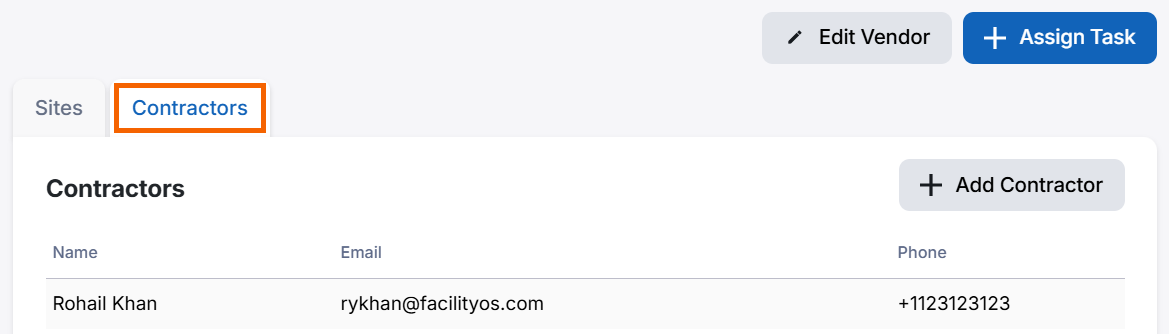 Screenshot of the "Contractors" tab highlighted.