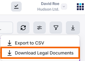Screenshot of the "Download Legal Documents" option.