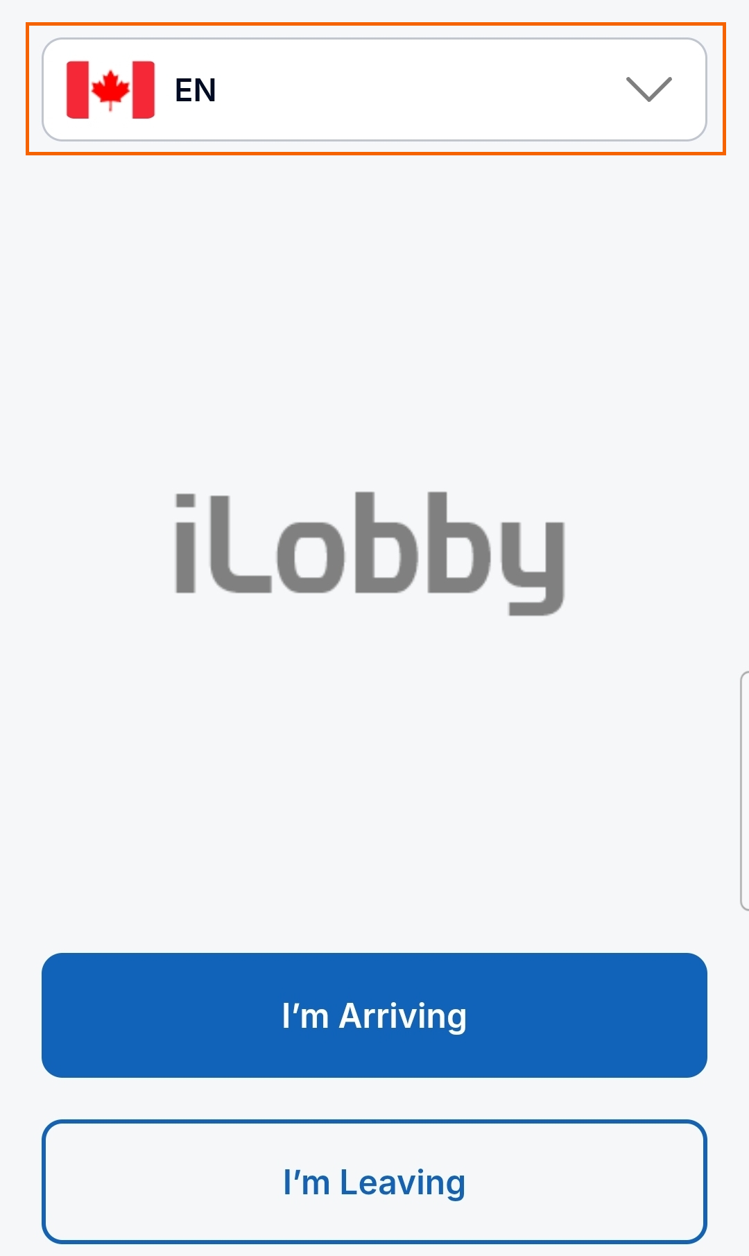 Screenshot showing a highlight of the language menu on a mobile phone.