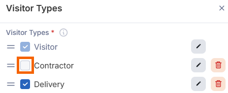 Screenshot showing a cleated checkbox for a visitor type.