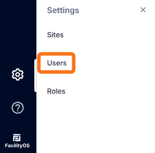 Screenshot of the options in the settings menu showing users highlighted.