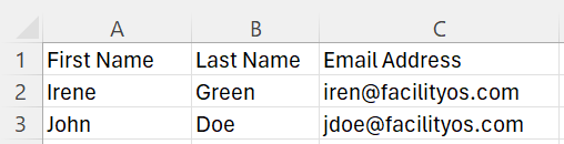 Screenshot of the columns and rows in a spreadsheet.