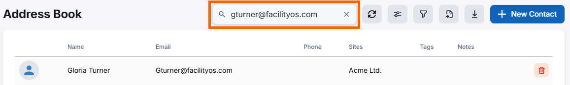 A search entry is shown highlighted in the search bar.