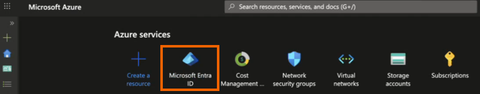 Screenshot showing the Microsoft Entra ID service highlighted.