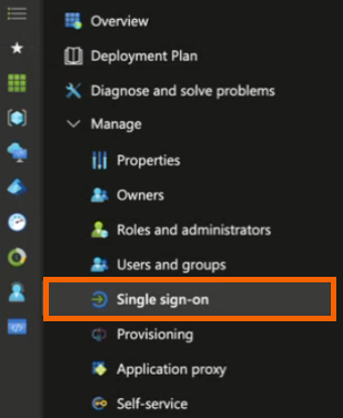 Screenshot showing "Single sign-on" highlighted.