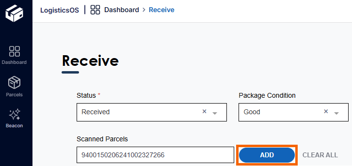 Screenshot showing the add button highlighted.