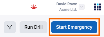 Screenshot of the "Start Emergency" button highlighted.