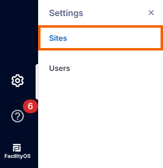Screenshot of the "Site" settings highlighted.