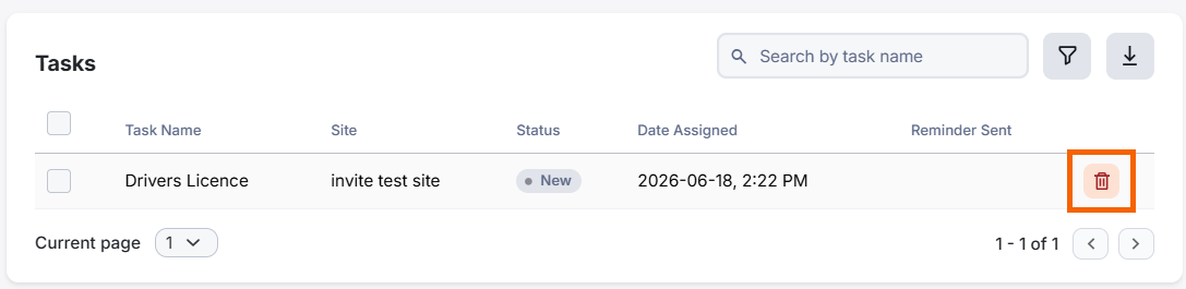 Screenshot showing the delete icon highlighted.