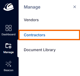 Screenshot showing the Contractors option highlighted.