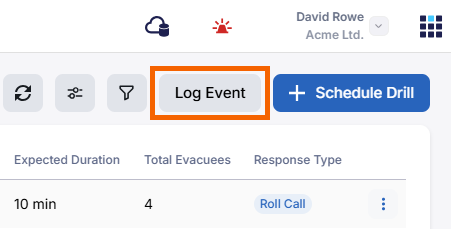Screenshot showing the "Log Event" button highlighted.