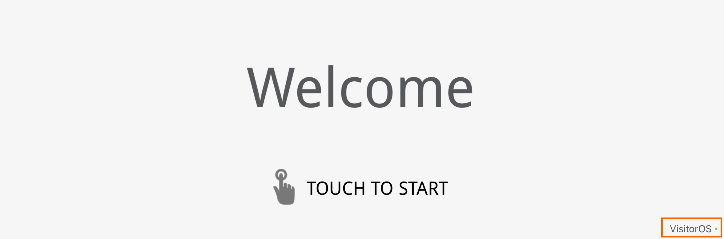 Screenshot showing the VisitorOS text highlighted on the welcome screen.