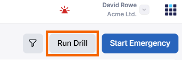 Screenshot showing the Run Drill button highlighted.