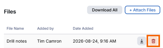 Screenshot showing the delete icon highlighted.