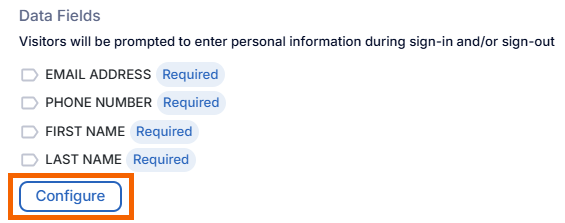 Screenshot showing the configure button highlighted under data fields