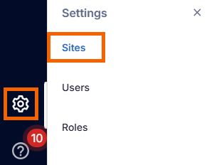 Screenshot showing the sites option highlighted.