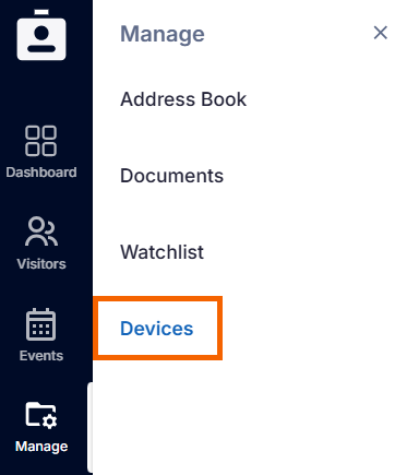 Screenshot showing the "Devices" option highlighted.